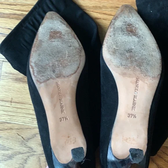 Manolo Blahnik Black Suede Sock Boots - Picture 3 of 16